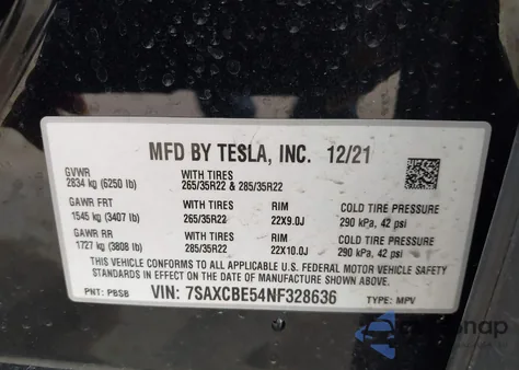 2022 Tesla Model X Dual Motor All-Wheel Drive from USA, damaged, VIN 7SAXCBE54NF328636